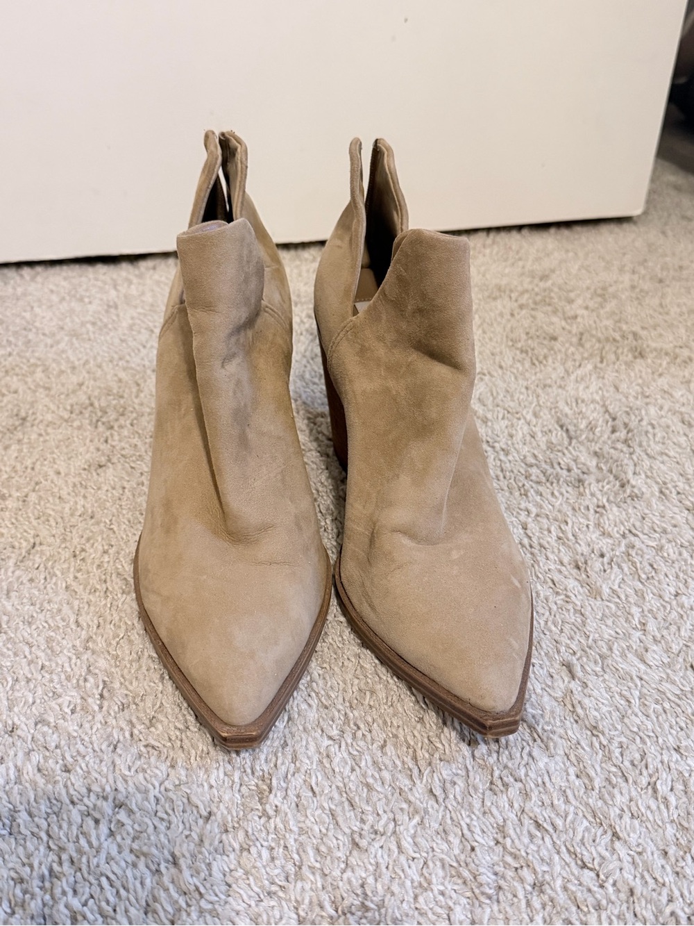 Steve Madden Suede Pointed-Toe Ankle Booties in Taupe